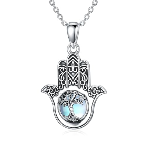 Collier main de Fatima argent anti-ternissement pendentif arbre de vie