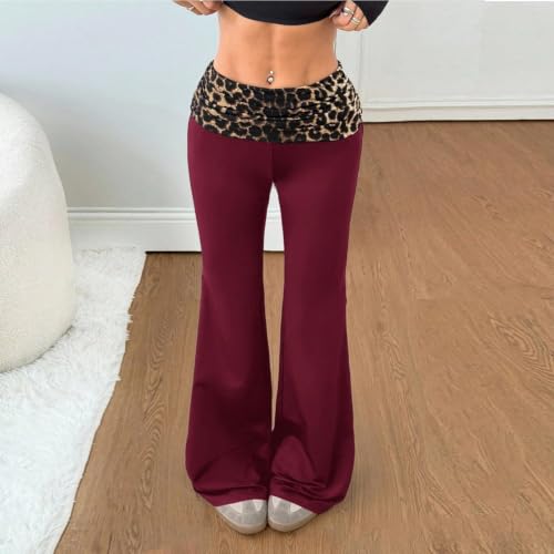 Flare Yoga Pants for Women Leopard Print Elastic Waist Wide Leg Leggings - image 2