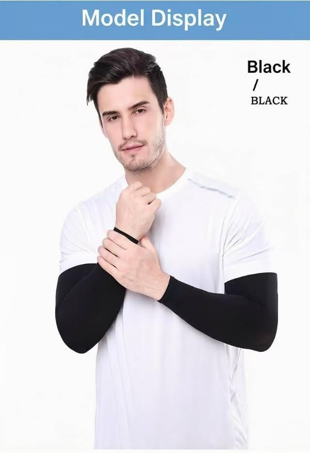 4 Pairs Arm Sleeves Cooling UV Sun Protection Sports Compression for Men/Women, Black