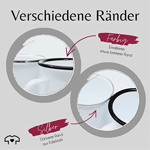 Emaille Becher Blechbecher - Tassen - Du bist einfach flunderbar I Pärchen Geschenke Spruch Flunder Kompliment I Liebeserklärung Geschenk Freundschaft I Paar Geschenke - 300 ml - Weiß Schwarz
