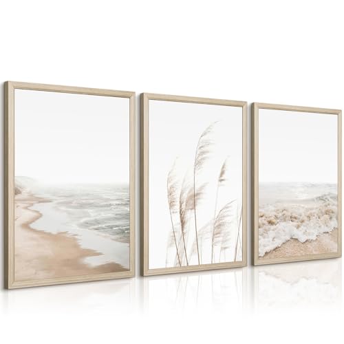Impressions sur toile de plage et pampa pour instaurer un esprit vacances dans votre salon