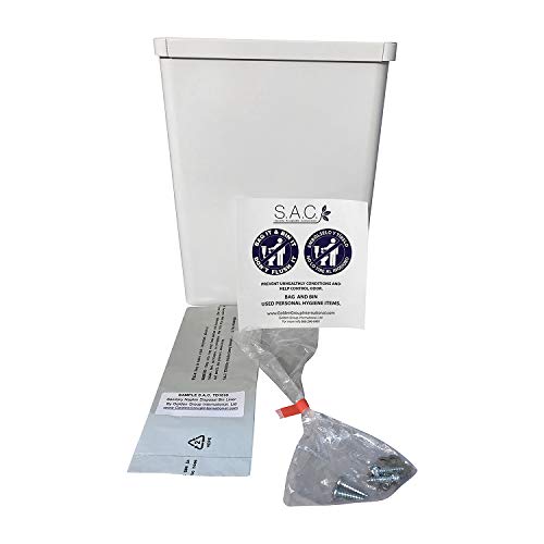 Sanitary Napkin Receptacle, Surface Mount, Steel, Measures: 7 ½ “ W X 9 3/4 “ H X 4” D (White) #TOP4