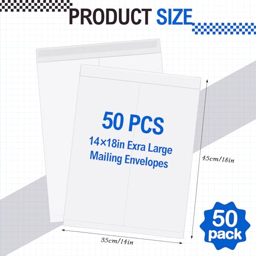 Motipuns 50 Pcs 14'' x 18'' Extra Large Mailing Envelopes 32lb with Gummed Flaps, Catalog Jumbo Craft Envelopes for Mailing, Storage and Organizing Documents Office Supplies(White) by Motipuns - Image 3