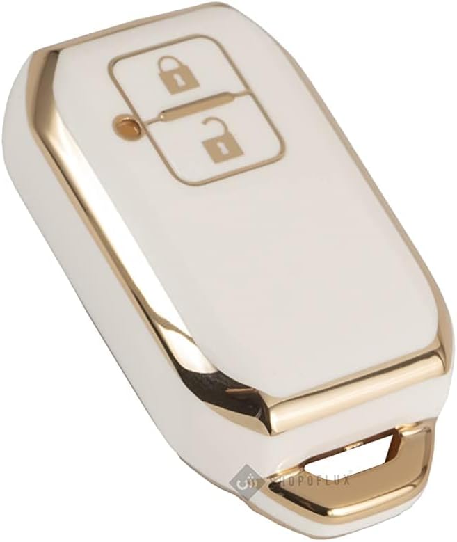 ROYALTECH TPU Key Cover for Suzuki and Toyota Models - Compatible with Baleno, Grand Vitara, XL6, Swift, Brezza, Celerio, Ignis, Ertiga, Dzire, Fronx, Urban Cruiser, Glanza, Hyryder (White)
