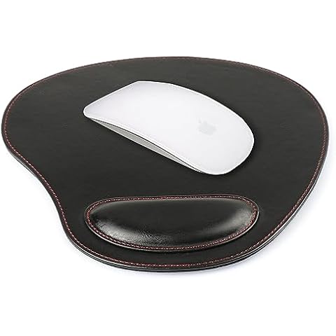 LONDO Leather Oval Mouse Pad with Wrist Rest Cover
