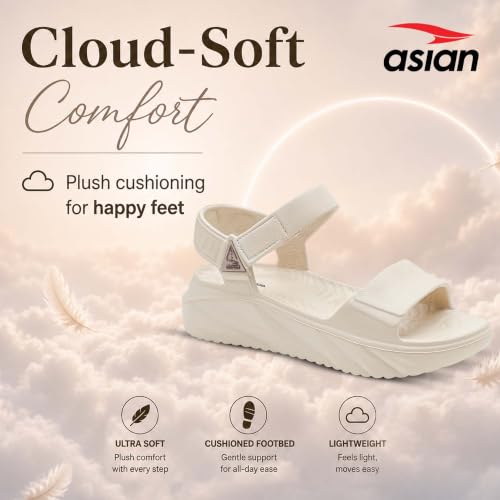 Image of ASIAN Indigo-32 Women's Casual Platform Sandals with Adjustable Strap | Lightweight EVA Sandals with Comfortable Cushioning Footbed for Travel