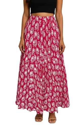 Image of Premium Long Skirt | Stylish Long Crushed Cotton & Unique Prints | Floor Length Skirt for Women | Elastic Waist Premium Maxi Skirt - Comfortable Casual Wear