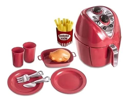 Kit Brinquedo Mini Cozinha Panelinha Fritadeira Air Fryer (Vermelho)