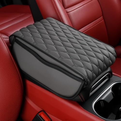 KOOPATZ Car Armrest Cushion Pad Auto Center Console Cover with Storage Bag Memory Foam Arm Rest Console Pad Leather Universal Fit for Most Vehicles (Thick Pad, Grey) by KOOPATZ - Used condition - US$15.09