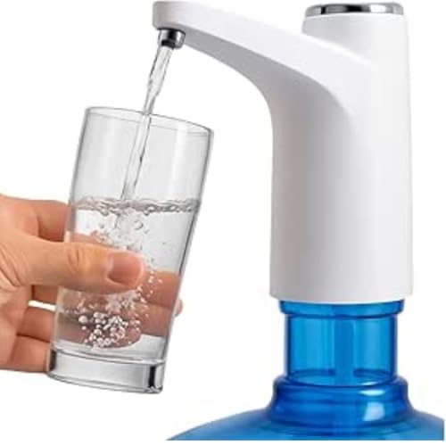 Bomba Elétrica Usb Recarregável Compatível com Galão de Água 5 10 ou 20 Litros Mundo F&s (Branco)