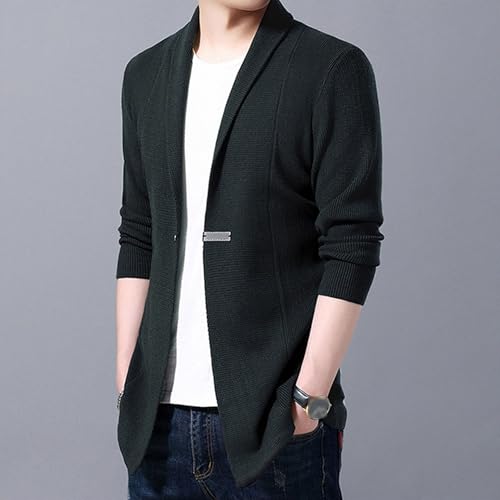 Men's Long Sleeve Shawl Collar Sweater Knit Cardigan Solid Regular Sweater Loose Fit Knitwear Sweaters2
