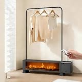 1800W Electric Baseboard Heater for Large Room, 3-in-1 Space Heater with Humidifier & Drying Rack & 3D Flame, Remote Control, 12H Timer, Overheat & Tip-Over Protection for Home Office Bedroom