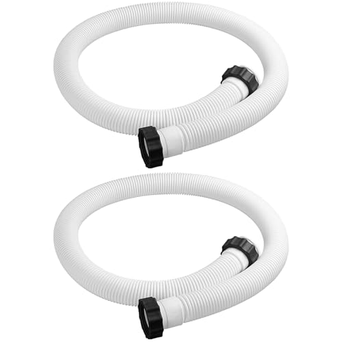 Schlauch und Muttern Set für Pumpe - 2er-Pack ø 38mm und 150cm Lange Pool-Pumpe Ersatzschlauch für Filterpumpen, Sandfilter und Salzwassersysteme, Flexibles Poolrohr mit Sichere Schraubenmutterenden