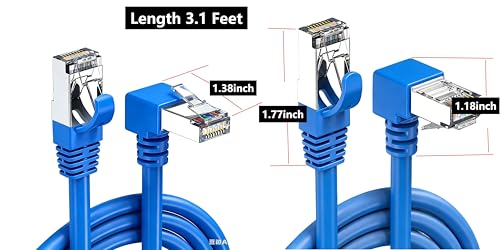 Cable Ethernet Cat6A 3.1 pies con conector RJ45 ángulo 90° miniatura 2