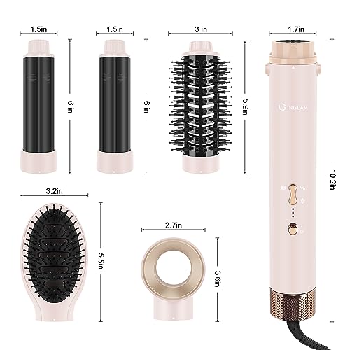 IG INGLAM MegaAIR Styler, escova para pó profissional para secador de cabelo 5 em 1, 110.000 PRM, se