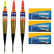 QualyQualy Led Lighted Bobbers Fishing Floats and Bobbers Light Up Bobbers Night Lighted Bobbers for Night Fishing 1/8oz 1/4oz 3/8oz 3Pcs