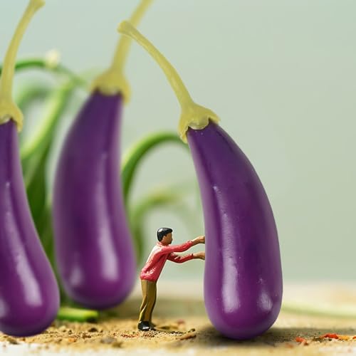 HUIANER Mini Artificial Eggplant, 40PCS Fake Eggplant Lifelike Vegetable Simulation Mini Vegetable Eggplant for Home Kitchen Photography Party Decoration, 3cm