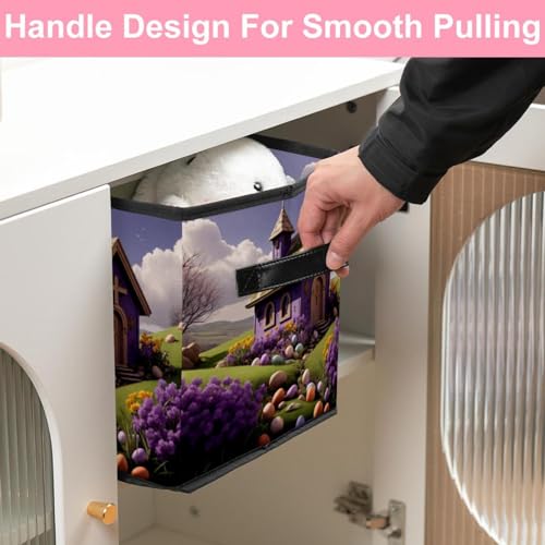 Panier de rangement maison de pâques violet pour étagères durables - 6