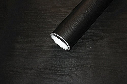 Self Adhesive Vinyl Black Wood Shelf Liner Contact Paper for Bathroom Kitchen Cabinets Shelves Countertop Table Furniture Desk Crafts Decal (24x117 Inches) - Thumbnail 4
