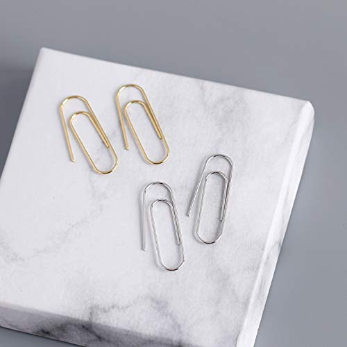 Paper Clip Cartilage Small Hoop Earrings for Women S925 Sterling Silver Fashion Minimalist Punk Goth Safety Pin Dangle Drop Thin Huggie Hoops Lightweight Personalized Gifts Bff Daugther (Silver)4