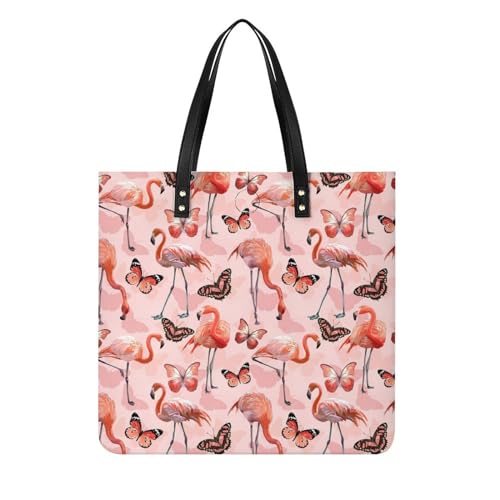 Sac à bandoulière tote bag imprimé papillon et flamant parfait pour vos vacances d'été
