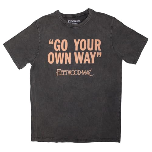 Men's Fleetwood Mac Go Your Own Way Stone Wash T-Shirt Large Charcoal Grey