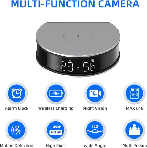 LIZVIE Wireless Charger Camera - 1080P with Motion Detection Alarm, Night Vision & Wireless Connectivity, 2.4G WiFi Spy Camera Clock for Indoor Home/Office Surveillance by LIZVIE - Image 7