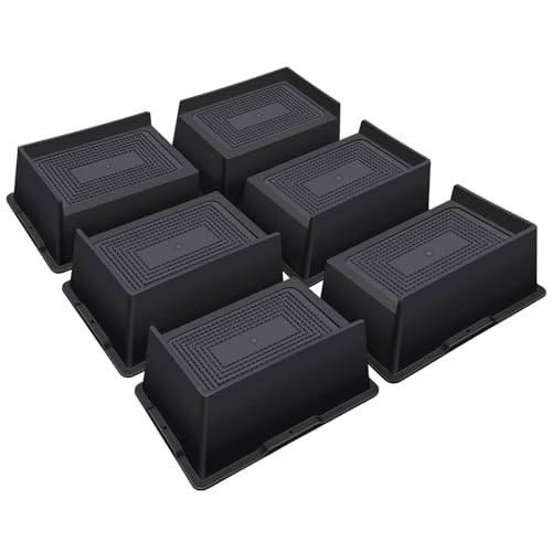 ANNKUT Bed Risers 3 Inch Heavy Duty,Oversized Couch Risers, Extra Wide Furniture Risers for Sofa Table Desk Headboard Chair Lifting,Rectangle Risering Blocks Support 6000 lbs(6 Pack Black)