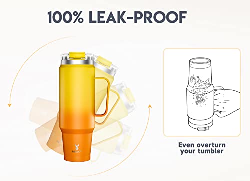 Meoky 40Oz Tumbler With Handle, Stainless Steel Travel Mug With 2-In-1 Straw And Sip Lid, Vacuum Insulated Coffee Mug, 100% Leak Proof, Keeps Cold For 34 Hours Or Hot For 10 Hours (Sunset) #TOP4