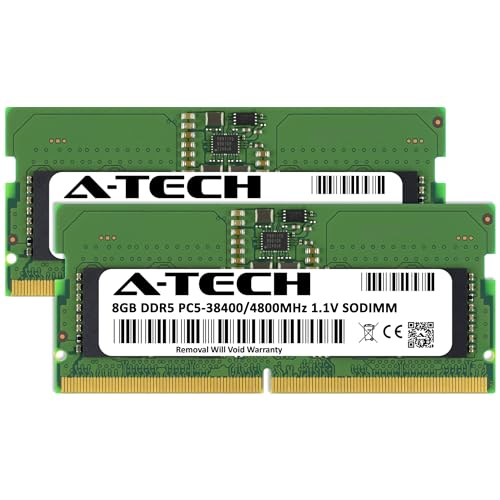 Image of A-Tech 16GB Kit (2x8GB) DDR5 4800MHz PC5-38400 CL40 SODIMM 1.1V Non-ECC Unbuffered SO-DIMM 262-Pin Laptop Computer RAM Memory Upgrade Modules