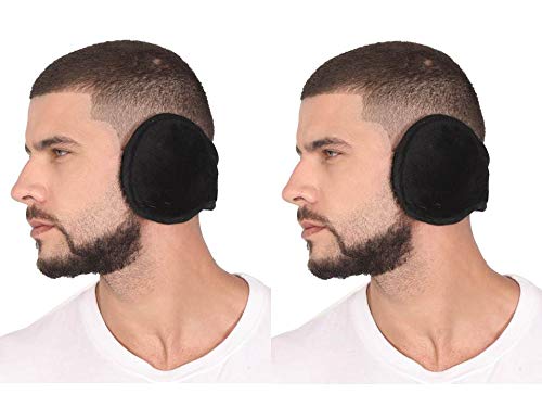 Black Headwear Faux Fur Ear Muffs/Ear Warmers - Behind The Head Style Winter Earmuffs for Men & Women, Pack of 2-image-9