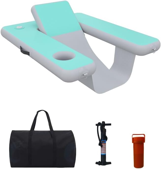 Yonghome Premium Anti-Cut Pool Float Chair with Cup Holder 55"x47"x6" Reinforced PVC Lounger, Solid Seat Design & Safety Rounded Edges for Adults, Includes Carry Bag