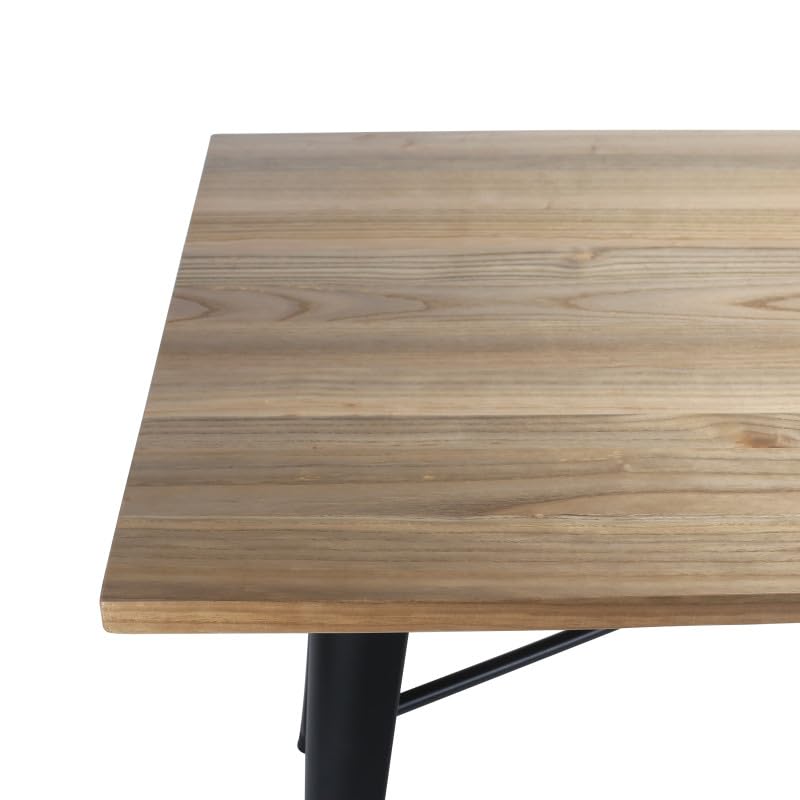 Kosmi – Mesa de comedor 120 x 80 cm de metal negro y bandeja madera estilo industrial (madera clara, 120 x 80 cm)
