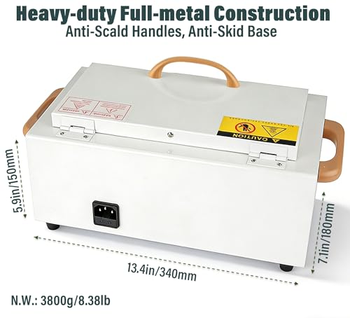 2.0L 220°C 428℉ High Temperature Autoclave Sterilizer, Dry Heat Nail Sterilizer Machine with Timer for Nail Tools Esthetician Barber\'s Tools, 110V, CH-360T