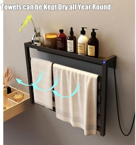 Electric Heated Towel Rack 5 Bars, Hot Towel Warmer Wall Mounted, Towel Drying Rack Stainless Steel for Bathroom with Timer and Smart Thermostat,White,Left Line image 5