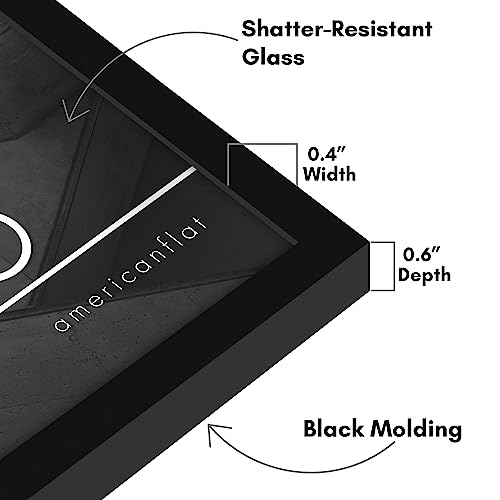 Americanflat 8x16 Picture Frame with Shatter-Resistant Glass - Streamline Collection - Thin Border Photo Frame for Tabletop and Wall Display - Hanging Hardware and Easel Stand Included - Black