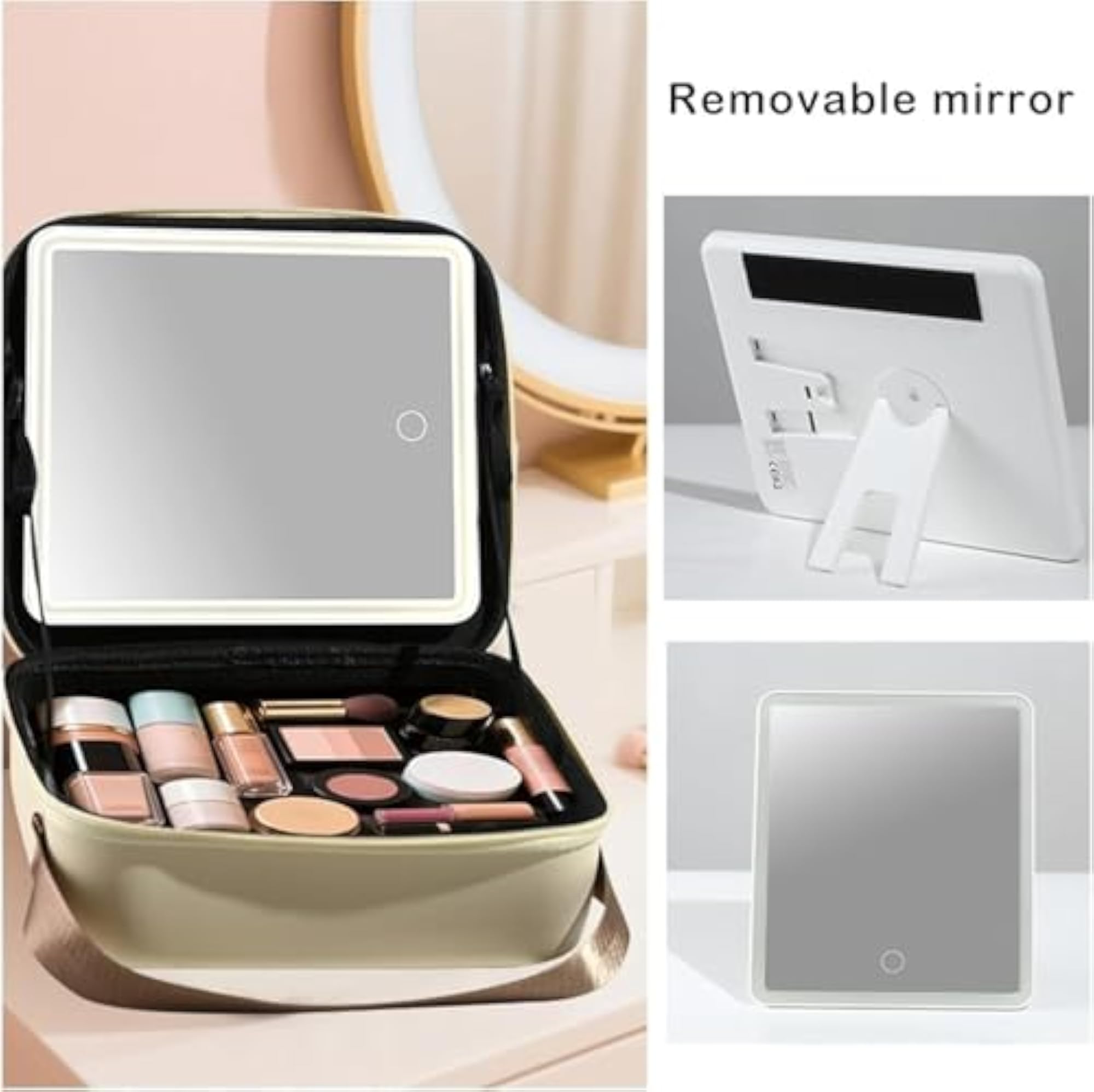 Travel Makeup Bag with LED Mirror, Cosmetic Storage Box