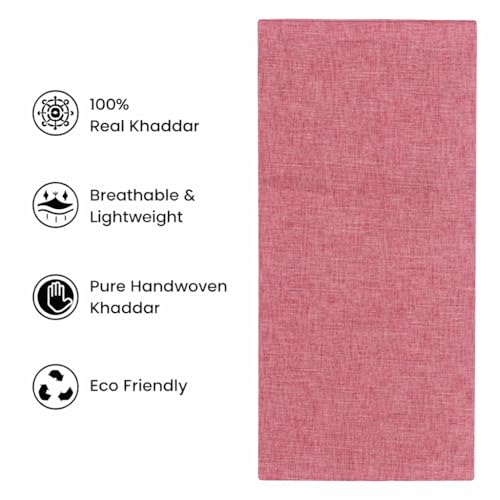 Image of Unstitched Cotton Fabric for Men and Women - Light Weight Trending Self Pattern Khadi Cotton Fabric Material (3 Meter, Light Pink)