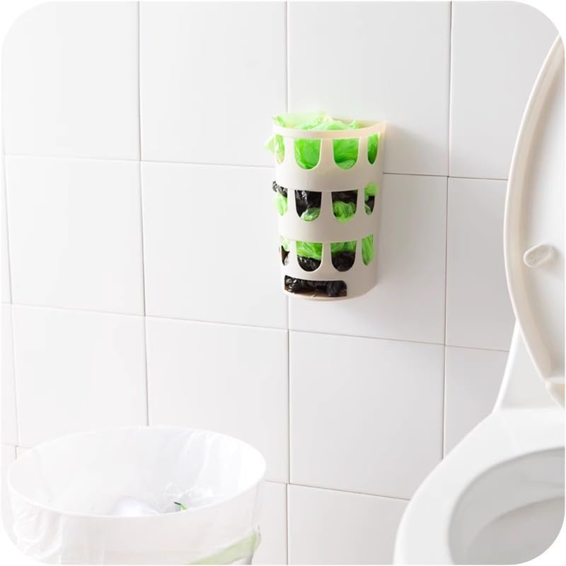 Miniatura 5 de Basurero de cocina, papelera de plástico para baño, bolsa de basura de plástico para montar en la pared, bolsa de basura, caja de almacenamiento,