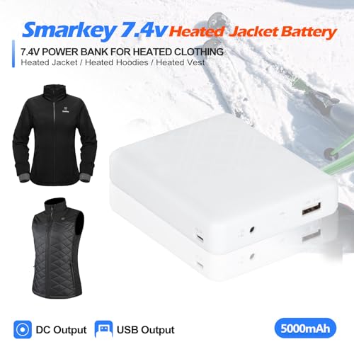 7.4v 5000mAh Heated Jacket Battery with Charger Cable Replacement Backup Pack for Hoodies, Vests, Down Coat3
