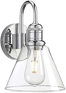 Yosoan Lighting Modern Vintage Industrial Glass Sconce Wall Light Fitting with 7.3 Clear Glass Lampshade, for Office Home Kitchen Living Room Bedroom Loft Bar (Chrome)