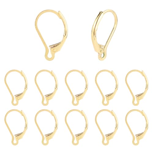 TMMATE 100pcs 18K Gold Filled Leverback Earring Hooks, Hypoallergenic French Dangle Ear Wire Findings for DIY Jewelry Making, Metal Earring Components (Gold)