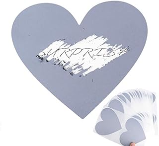 Pack of 50 Scratch Off Sticker Heart - Scratch Off Heart Stickers,Scratch Off Labels, Scratch Card Stickers, Heart Scratch Stickers - 8 x 7cm, Silver Color