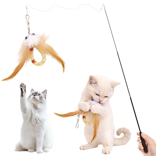 Walfront Interactive Cat Wand, Sky Red Owl and Insect Teaser,