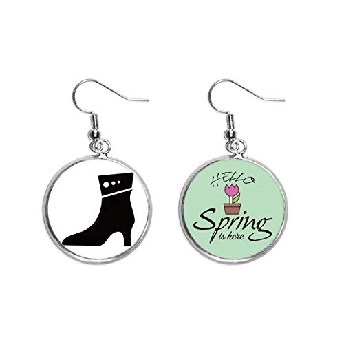 Pendientes de primavera con silueta de zapato de tacon alto negro colgante