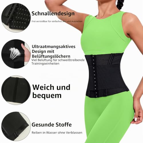 Taillenmieder Korsett Damen Shapewear Taillenformer Atmungsaktives Netz Taillengürtel Bauchdeckenstraffung Korsett mit Doppelte Stufe 6 Reihen Haken – Bild 4