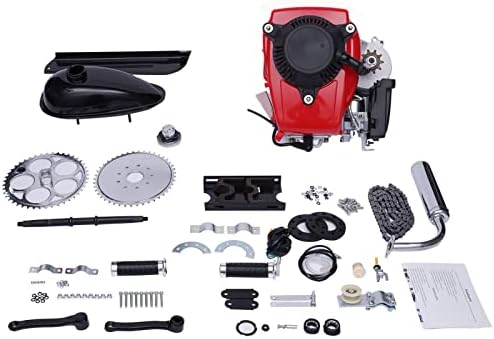 4-Stroke Bicycle Bike Engine Kit, 49cc Gas Petrol Motorized Bicycle Kit Bike Motor Kit for 26″ Bikes, Chain Scooter Bicycle Bike Motor Kit – Air-Cooled, 4-Stroke, OHV, Single Cylinder (US Stock)