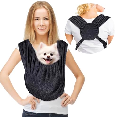 Dog Sling Carrier for Small Dogs Cat,Adjustable Pet Sling Carrier, Front Facing Dog Sling Carrier,Hands Free Cat Carrier,Double Shoulder Strap Design,Freeing Hands Cotton (S~L)