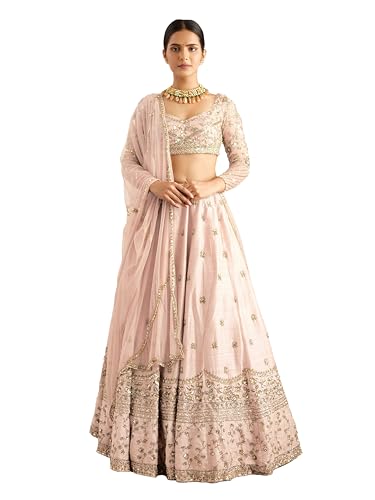 Image of TRENDMALLS Women's Satin Sequin Embroidery Bridal Lehenga Choli with Net Dupatta |Bridal Wedding Lehenga Choli for women