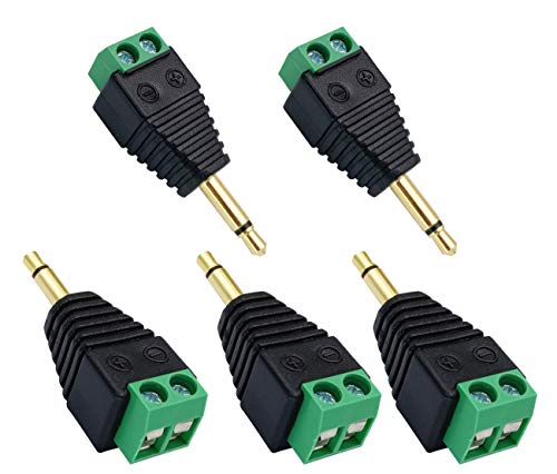 AAOTOKK Adaptateur 3.5mm vis or TS mono vers 2 broches, 5 unités